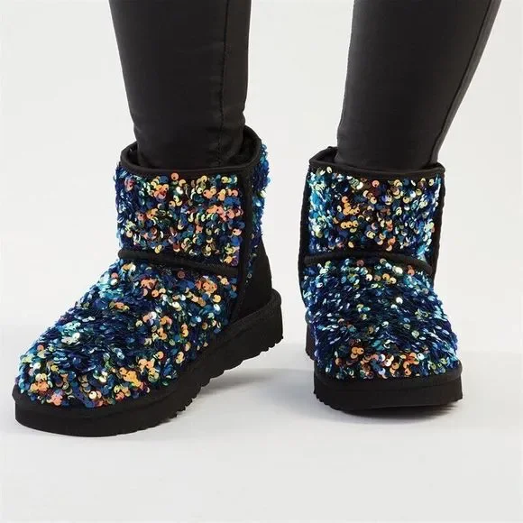 New UGG Classic Short Stellar Sequin Size Us 6 - Picture 2 of 9